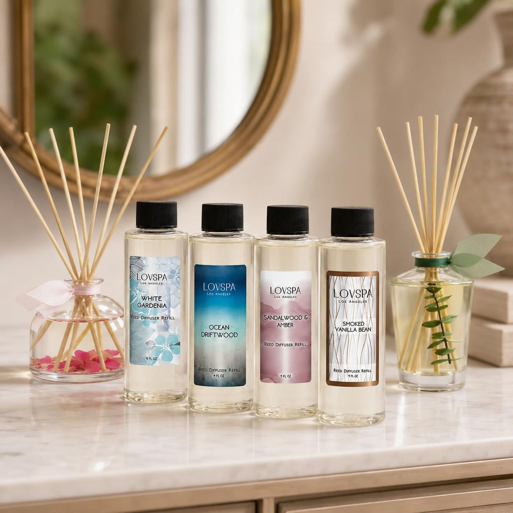 Vanilla & Patchouli Diffuser Oil - Luxury Essential Oils for Diffuser Refill & Air Freshener Room Spray - Set of 4