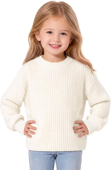 Toddler Baby Girl Cable Knit Sweater Crewneck Pullover Tops