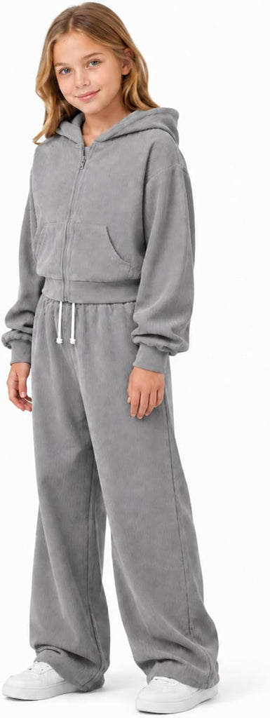 Girls 2 Piece Tracksuit Set Trendy Fall Winter Casual Outfits for Kids Teens Old