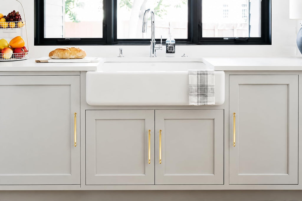 Brushed Brass Heavy-Duty Solid Cabinet Pulls, 6 Inch (152mm) Hole Center, Satin Gold Drawer Pulls, Cabinet