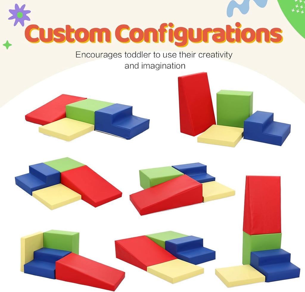 Piece PU Leather Baby Foam Climbing Blocks for Toddlers - Soft Play Climbing Toys for Toddlers - Foam Climbing Set
