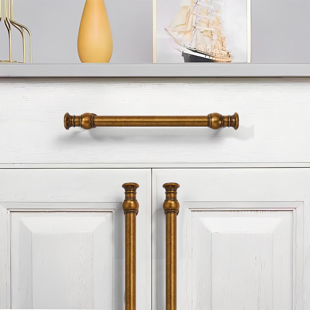 2 Pack 6inch(152mm) Hole Center Antique Brass Cabinet Pulls Solid Heavy Duty Pull Cabinet Hardware Handle s cabinets