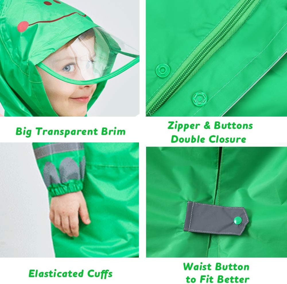 Toddler Rain Suit, Kids Muddy Play Buddies One Piece Hoodie Rain Jacket Coat Poncho Gear Coverall Baby Girl Boy