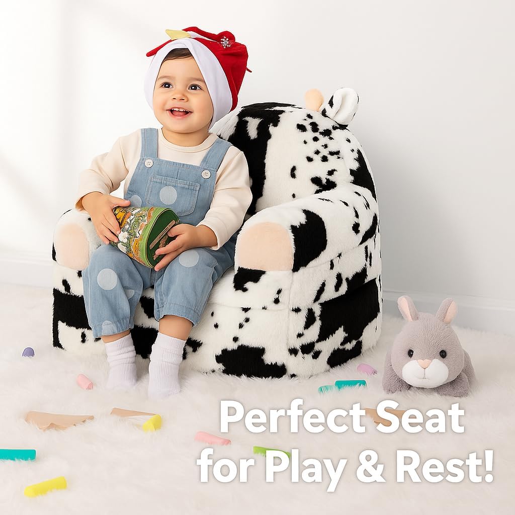 Comfy Toddler Couch Chair, in-1 Foldable Kids Sofa, Cow