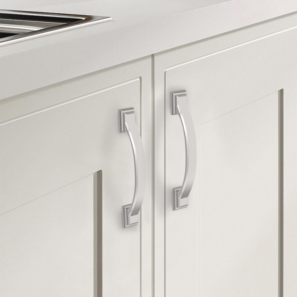 10 Pack 3-3/4 Inch Cabinet Pulls Brushed Satin Nickel Cabinet Handles Zinc Alloy Drawer Pulls Solid Cabinet Hardware