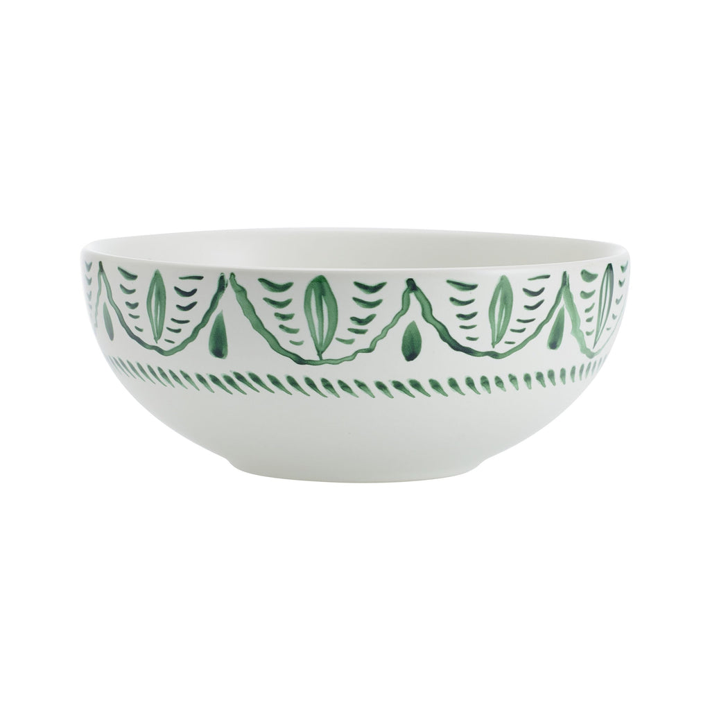And Floyd Sicily Green 12-Piece Dinnerware Set - Stoneware Plates and Bowls Set for 4, Floral Green and White Dish