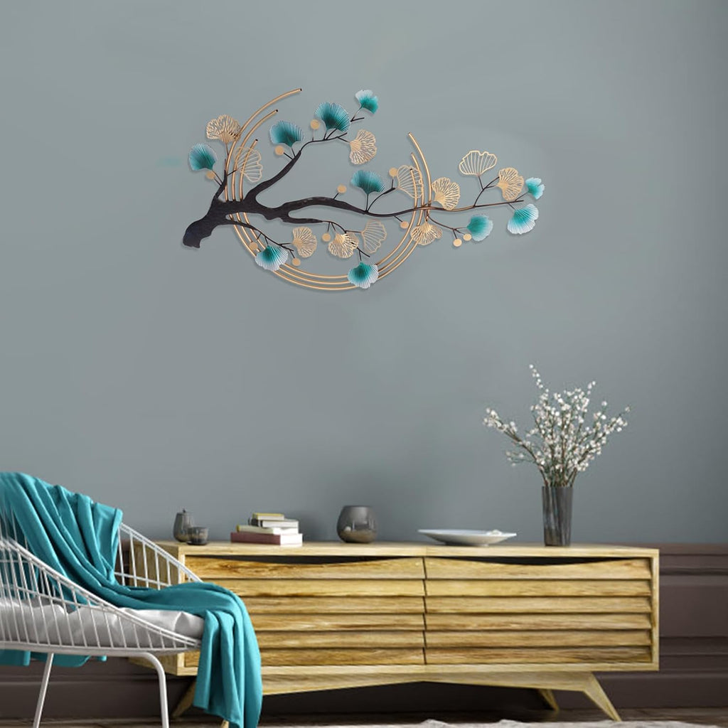 3D Ginkgo Leaf Wall Decor, Metal Wall Art Decor 3D Ginkgo Tree Leaf Metal Wall Decoration Large Modern Metal Wall
