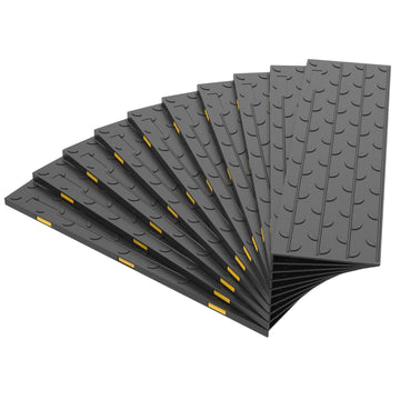 Heavy-Duty Slip-Resistant Stair Treads with Reflective Safety Strips - Universal Fit Rubber Mats for Indoor/Outdoor