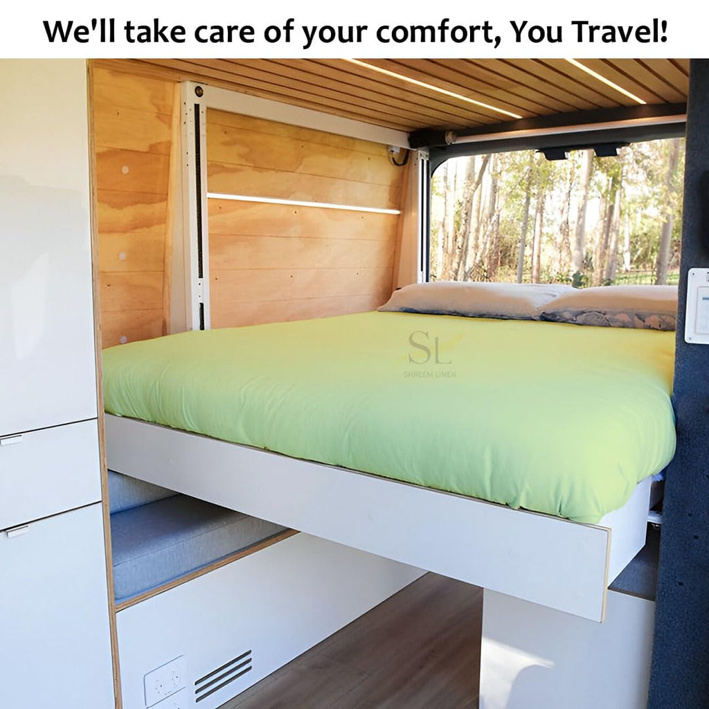 Microfiber RV Sheet Sets, 60x75 Short Queen, Sage Solid - Fits Mattresses up to 8 Inches Deep, 4 Piece RV Bed Sheets
