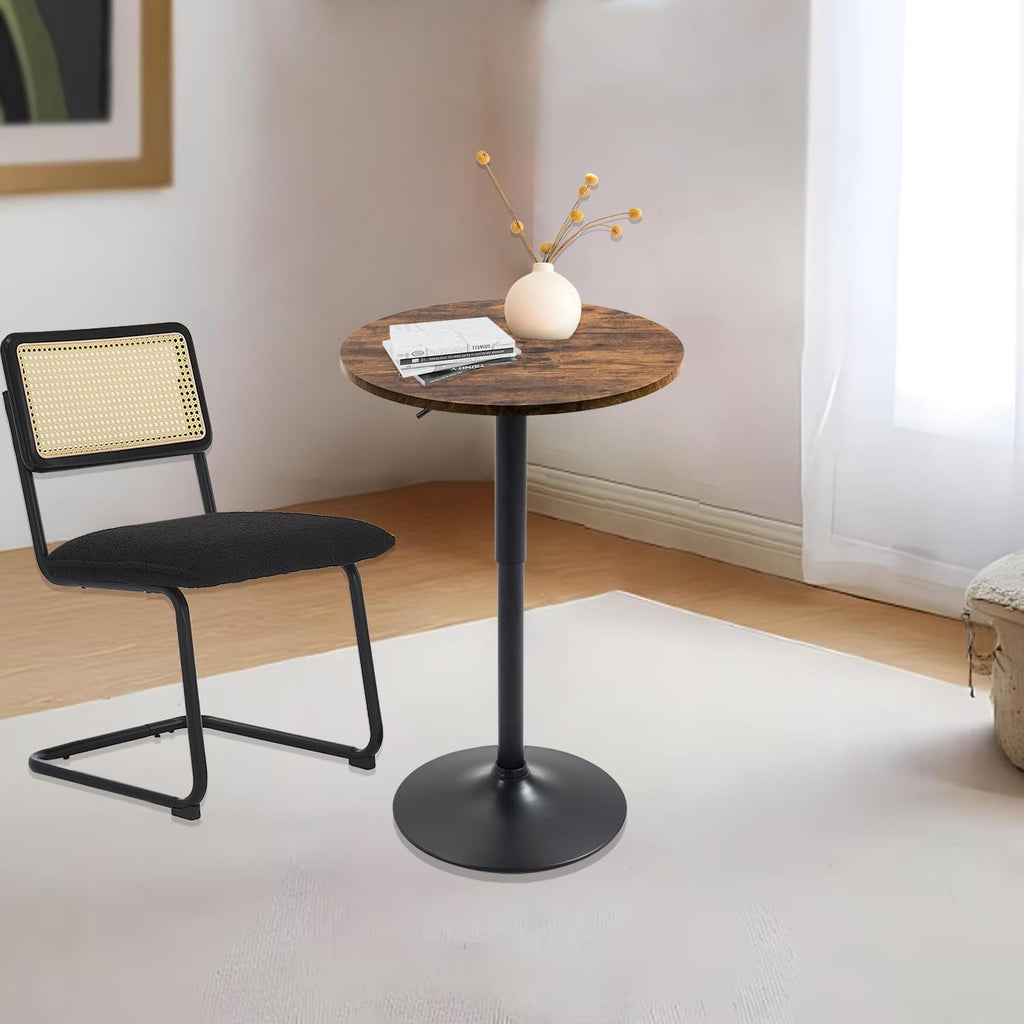 Round Bar Table Height Adjustable with MDF Top, 23.6 i n Modern Cocktail Bar Table with 360 Swivel for Suitable for