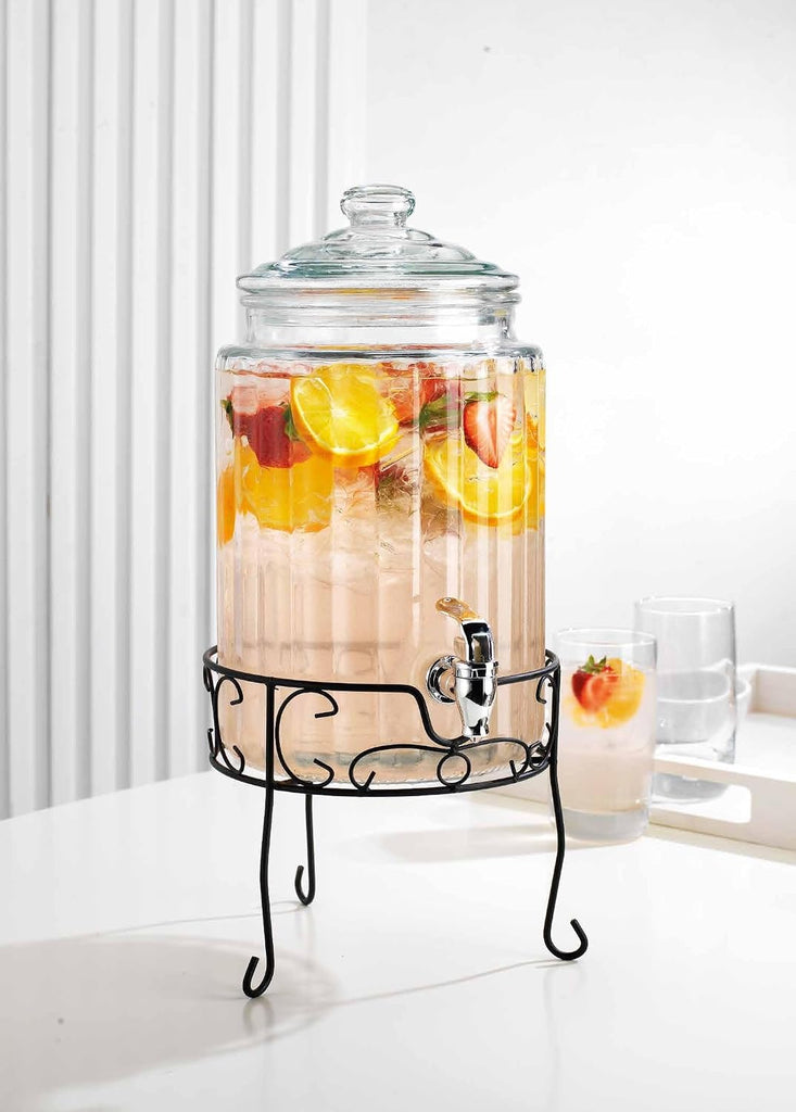 1.5 Gallon Drink dispenser, With Elegant Stand Stand, Drink Dispensers for Parties With Spigot 100% Leakproof. - Set of 2