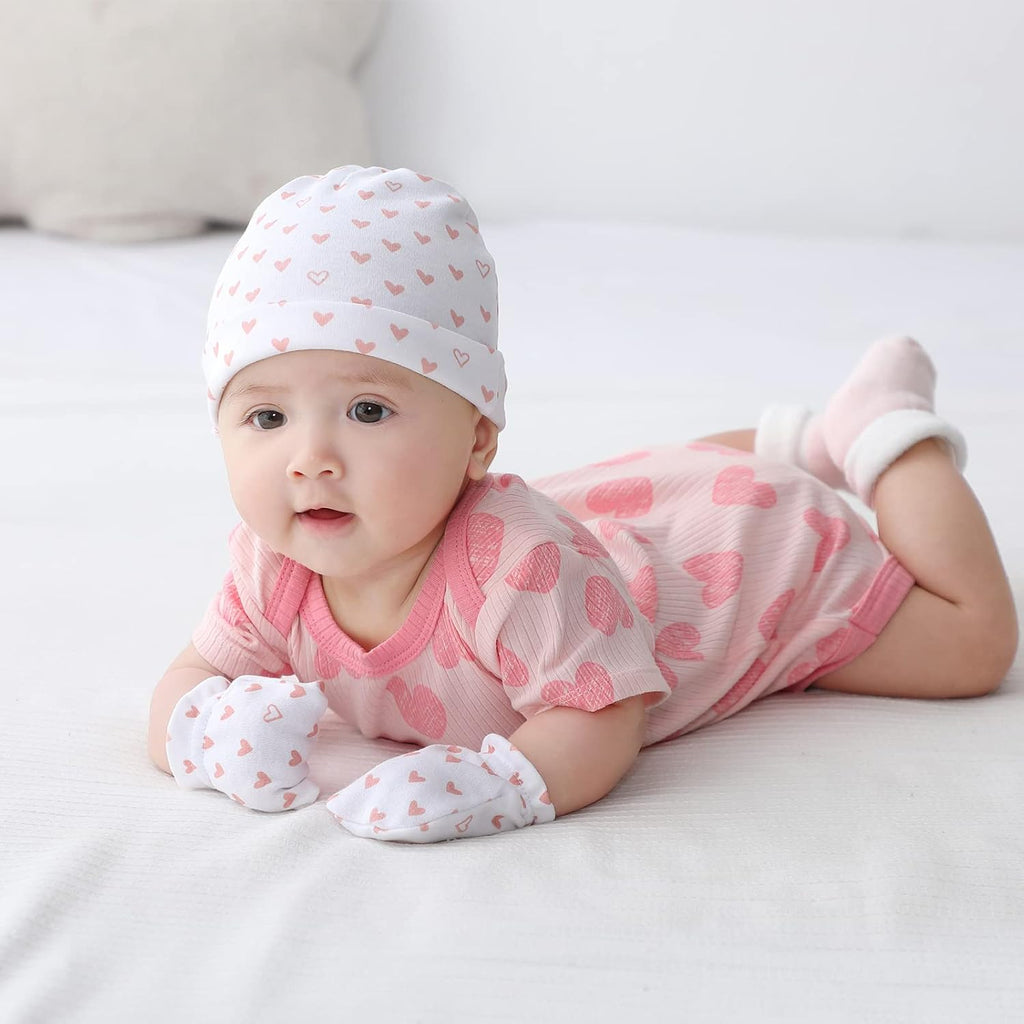 Baby Hat and Mittens Set Baby Hats Caps for Baby Boys Girls 100% Cotton