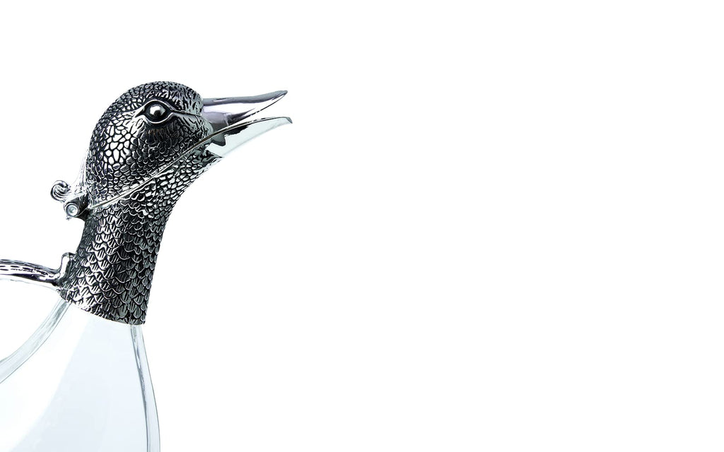 Regent Silverplated Duck Decanter 25.3 oz, 750ml Carafe, Wine Gift, Decanter for Wine, Men/Women's Good Gift on