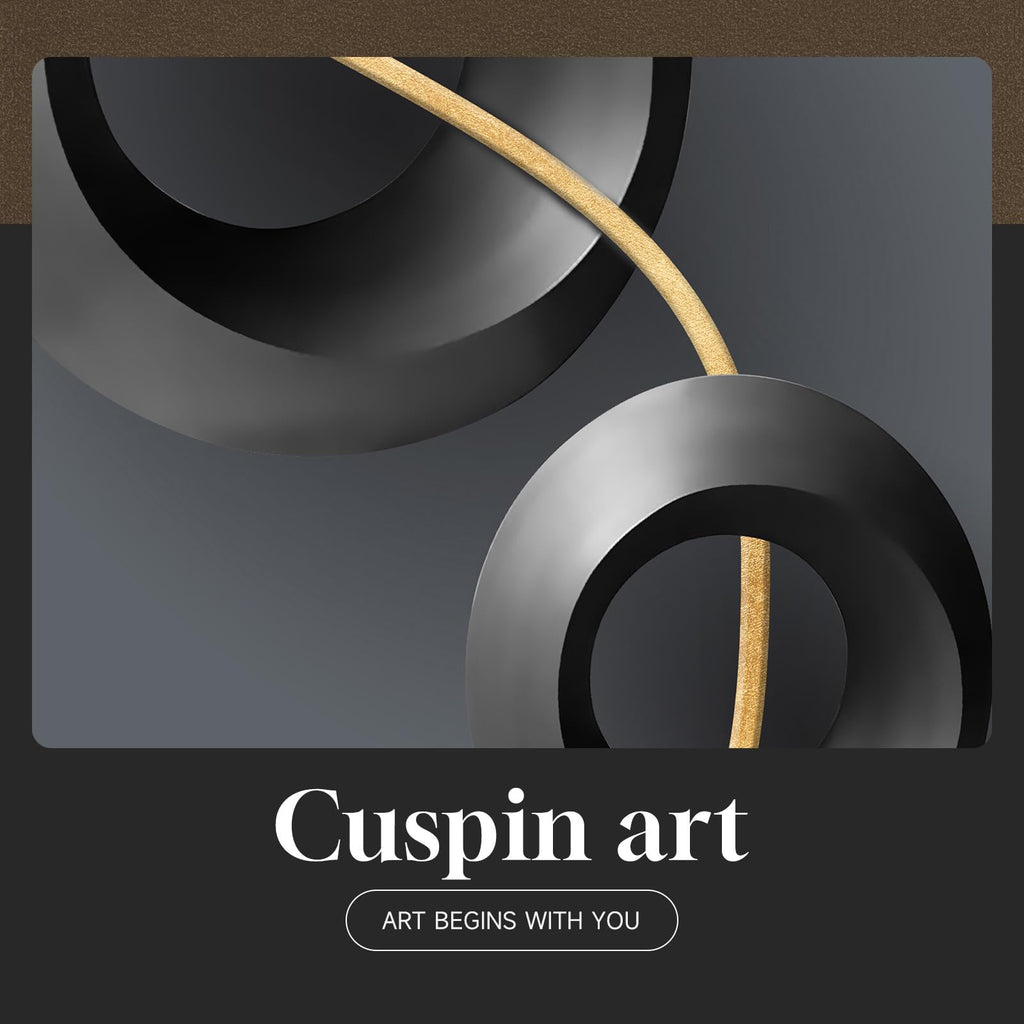 Framed Black and Gold Modern Abstract Wall Art, 24x36 In