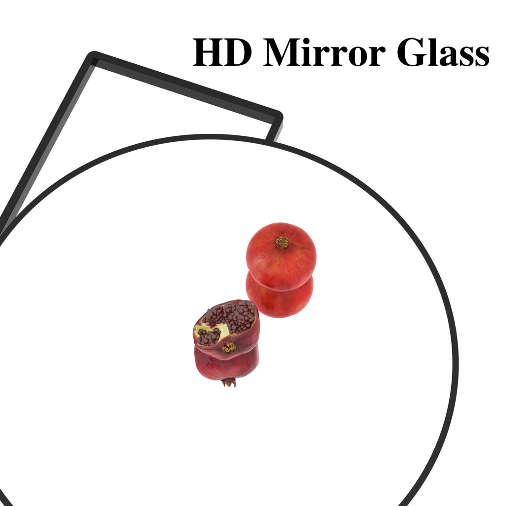 21" Round Black Metal Wall Mirror with Shelf and Hooks, Decorative