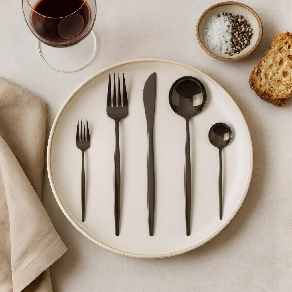 Silverware Set for 6, 30-Piece Lincoln Slim Handle Flatware Set, Stainless Steel Cutlery Set with Fork Knife Spoon