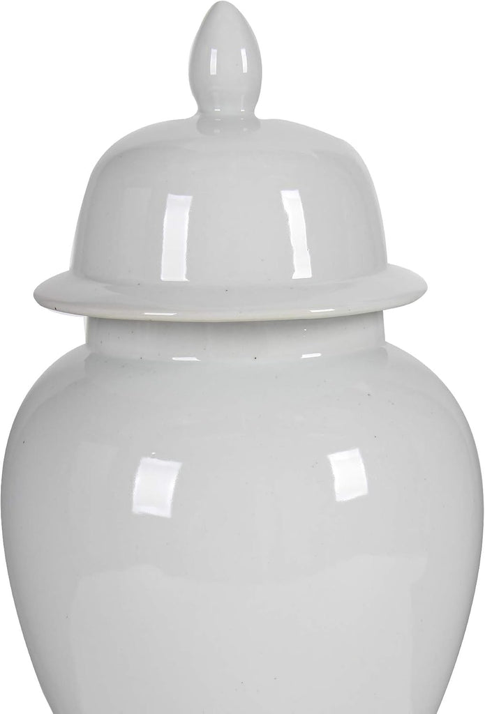 Decorative Porcelain Ginger Jar with Finial Lid, Large, White