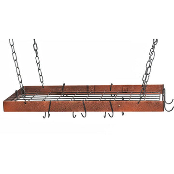 Rectangle Pot Rack - Hammered Copper with Black Grid