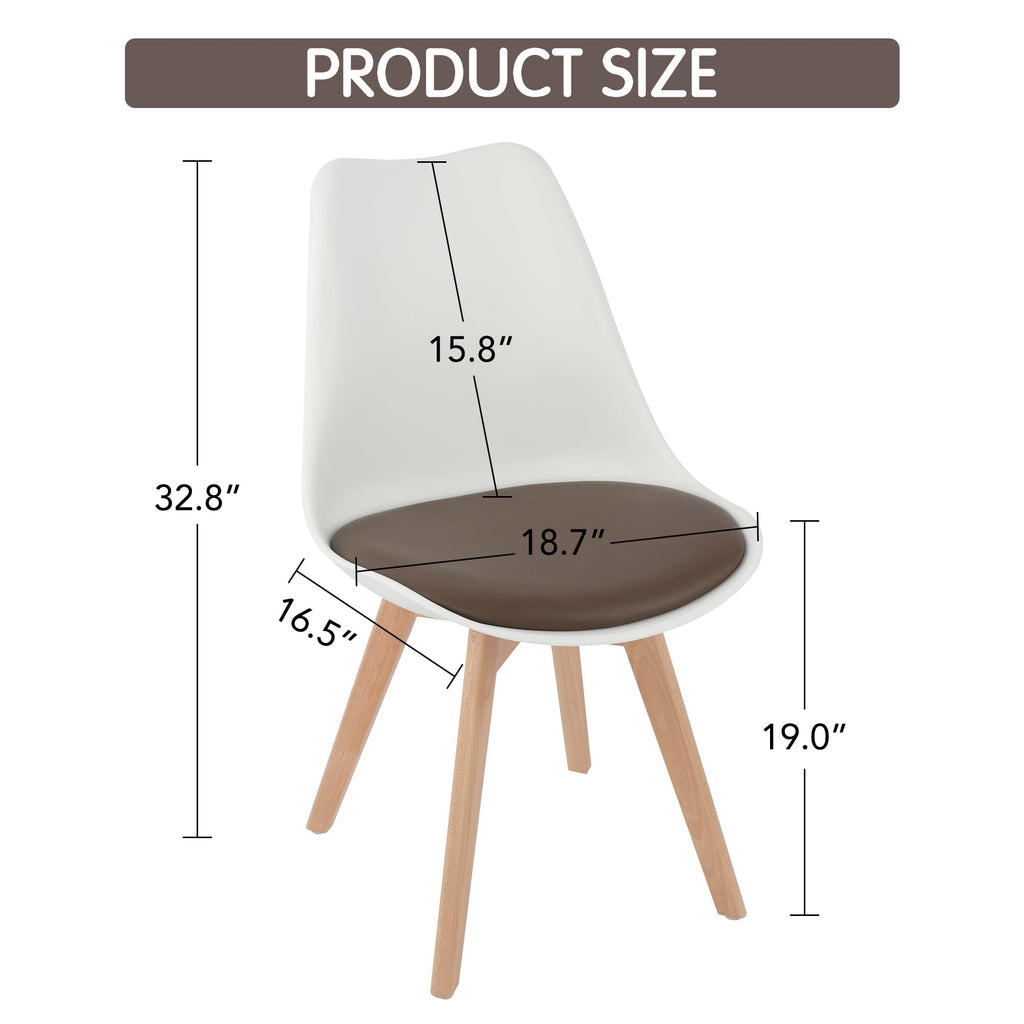 Mid Century Modern, Shell Lounge Plastic Side Chair with Soft Padded and Wooden Legs Living Room Bedroom Kitchen Set