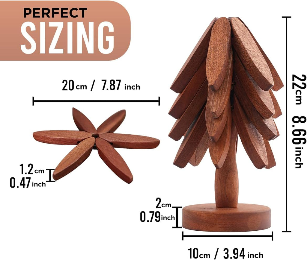 Wooden Tree Trivet - Wood Trivets for Hot Dishes, Natural Wooden Pot Holders, Tree Coasters, Heat-Resistant - Set of 4