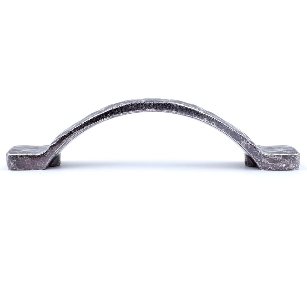 Arched Hammered Cabinet Pulls - 6-Pack, Aged Silver, 3" Hole Centers, Rustic Solid Cast Handle Pulls for Dresser