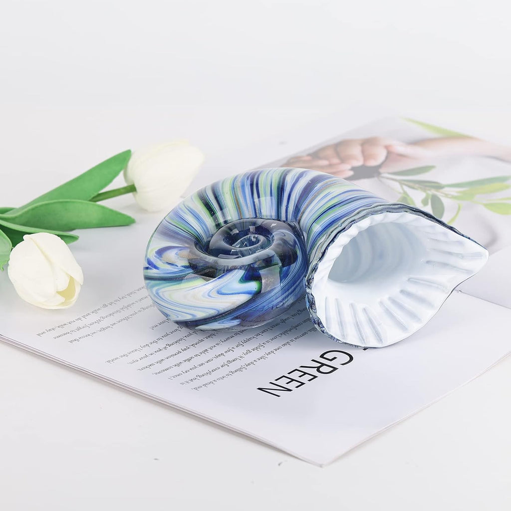 Hand Blown Glass Shell Decoration, Art Glass Conch Sculpture, Colorful Shell Statue for Room Office Coffee Table - Set of 20