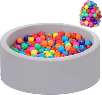 Foam Ball Pit, Ball Pit for Toddlers, Gray, 100 Rainbow Balls
