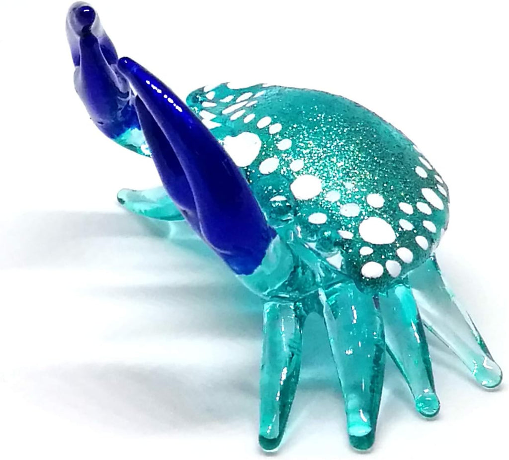 Blown Glass Blue Crab Figurine Miniature Ornament Aquarium Marine Collection