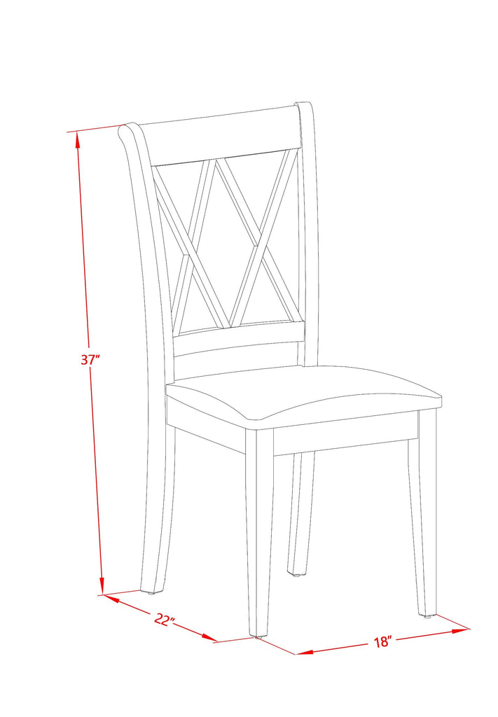 West Furniture CLC-BLK-W Clarksville Dining Chairs - Double Cross Back Wooden Seat Chairs, Set of 2, Black