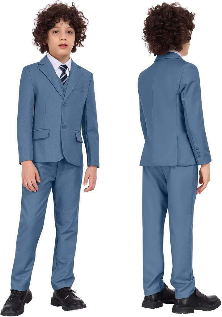 Boys Formal Suit Kids 5 Piece Suit Jacket Pants Set with Shirt Tie