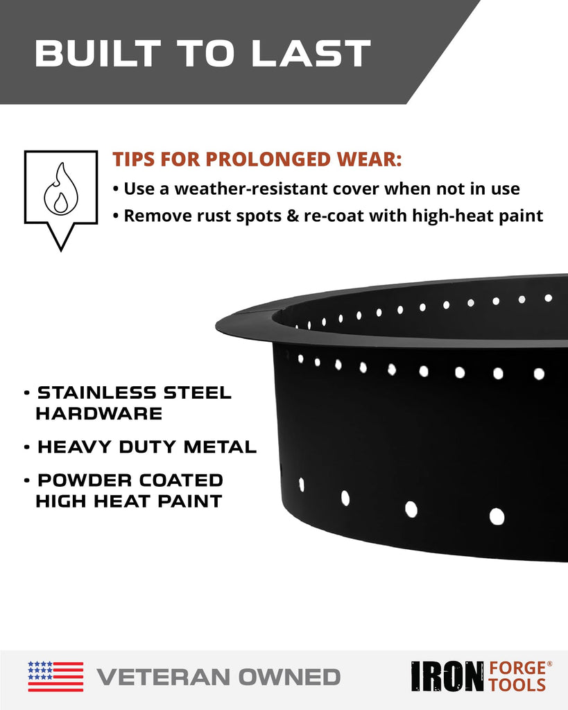 Smokeless Outdoor Fire Pit Ring Insert 30 Inch Round