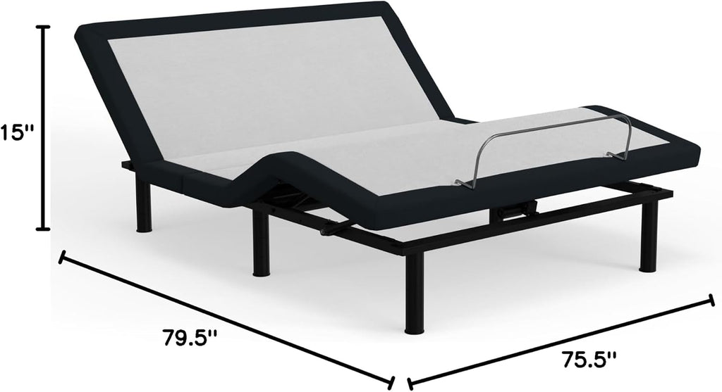 King e3 Adjustable Bed Base Frame with Head and Foot Incline, Wireless Remote Control, Easy Assembly, and 10 Year