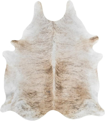 Premium 100% Genuine Cowhide Rug (5-7 Ft) Hand-Picked Light Brindle Leather Area Rug, Cozy, Unique, and Durable