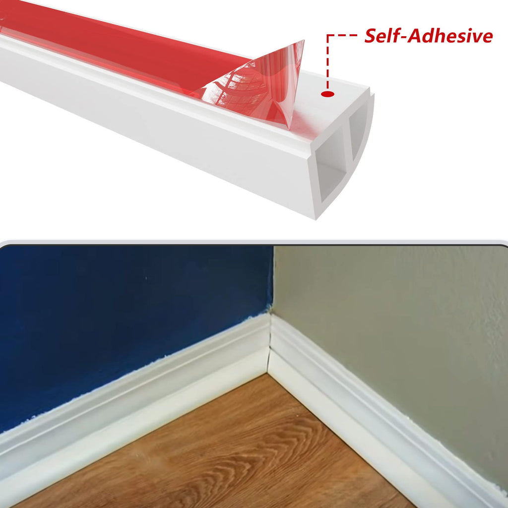 98 Inch Flexible Quarter Round Flooring Molding, Flexible Rubber Molding Trim Suitable for Curved Base Mold