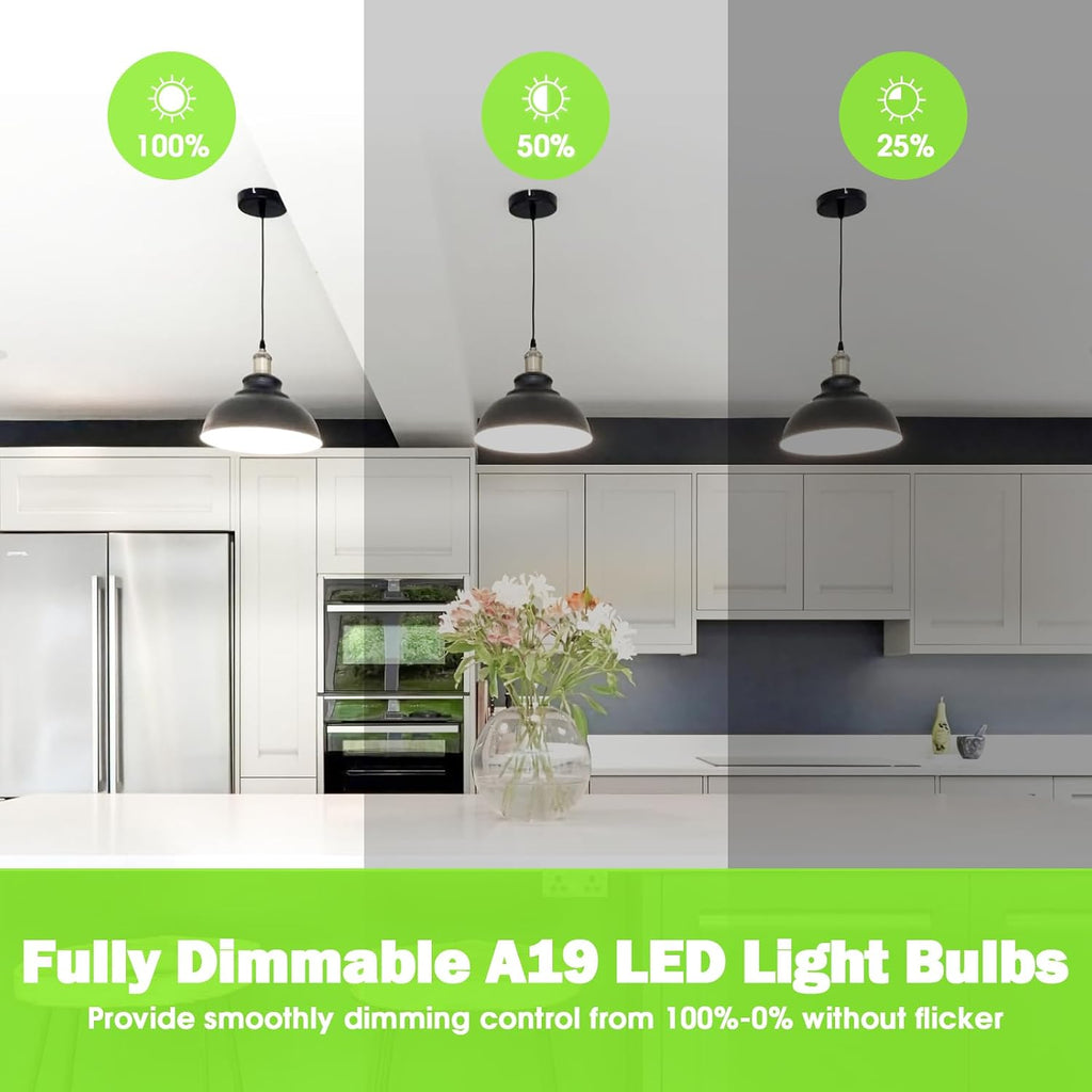 A19 LED Light Bulb, 60W Equivalent Neutral White 4000K Dimmable