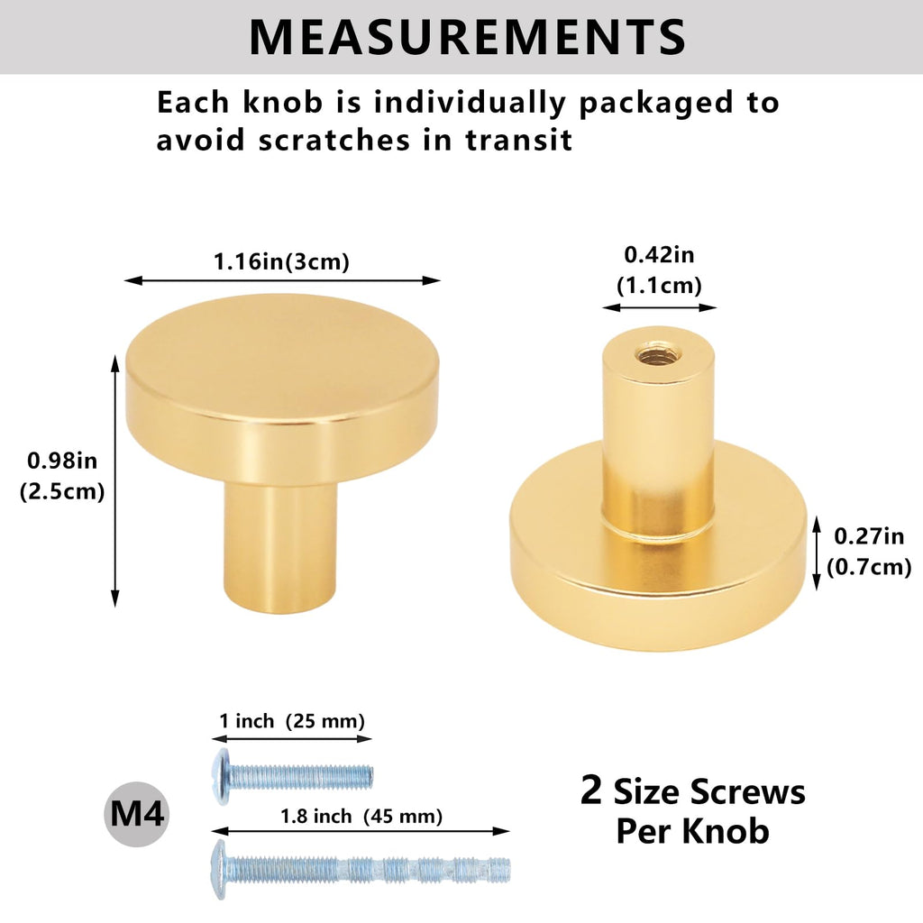 24 Pack Gold Cabinet Knobs Dresser Drawer Pulls