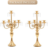 5 Arm Black Candelabra Centerpiece for Table, 20.3” Tall Metal Candlestick Candle Holder for Taper Candles, Gothic
