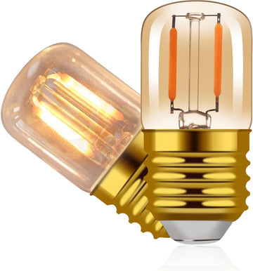 E26 LED Amber Night Light Bulbs 1W, T28 Mini Edison Tube Lamp 2200K Warm, 10W Incandescnet Equivalent,Non-Dimmable