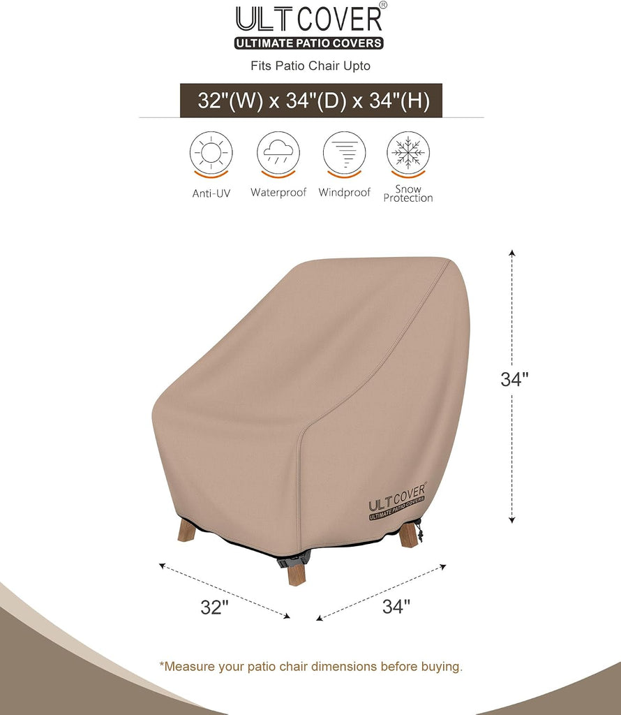 Waterproof Patio Chair Cover 2 Pack Outdoor Lounge Deep Seat Single Lawn Chair Covers 32W x 34D x 34H inches