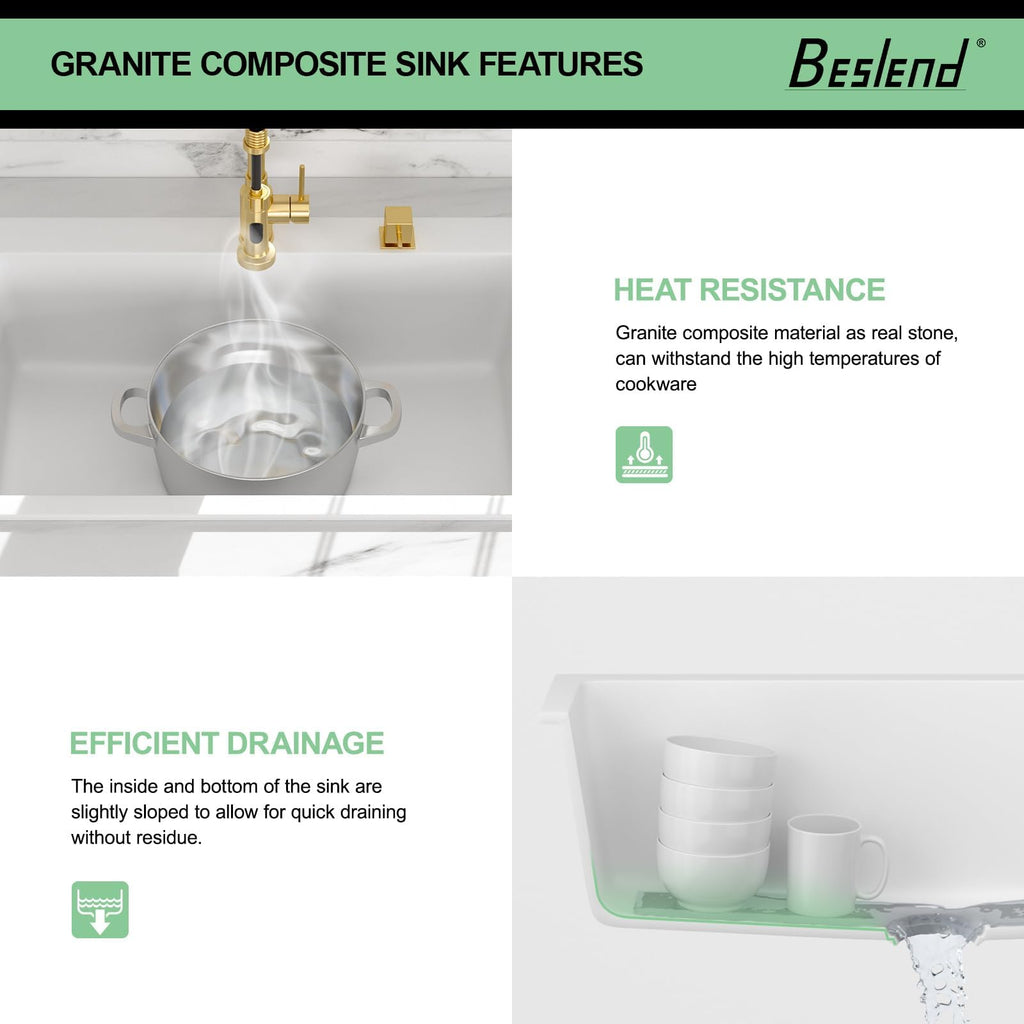33 White Granite Composite Drop Sink
