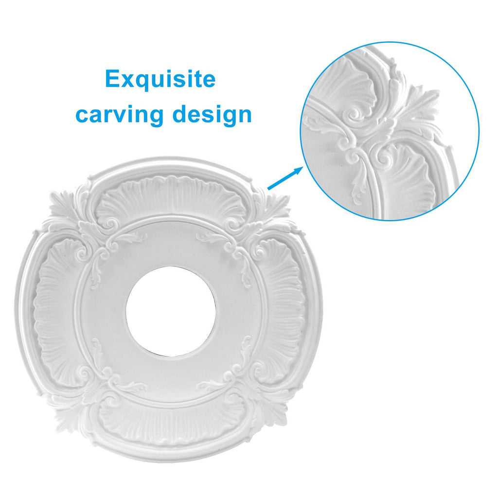 2 Pack 12 Inch PU Ceiling Medallion White Decorative Trim Ring