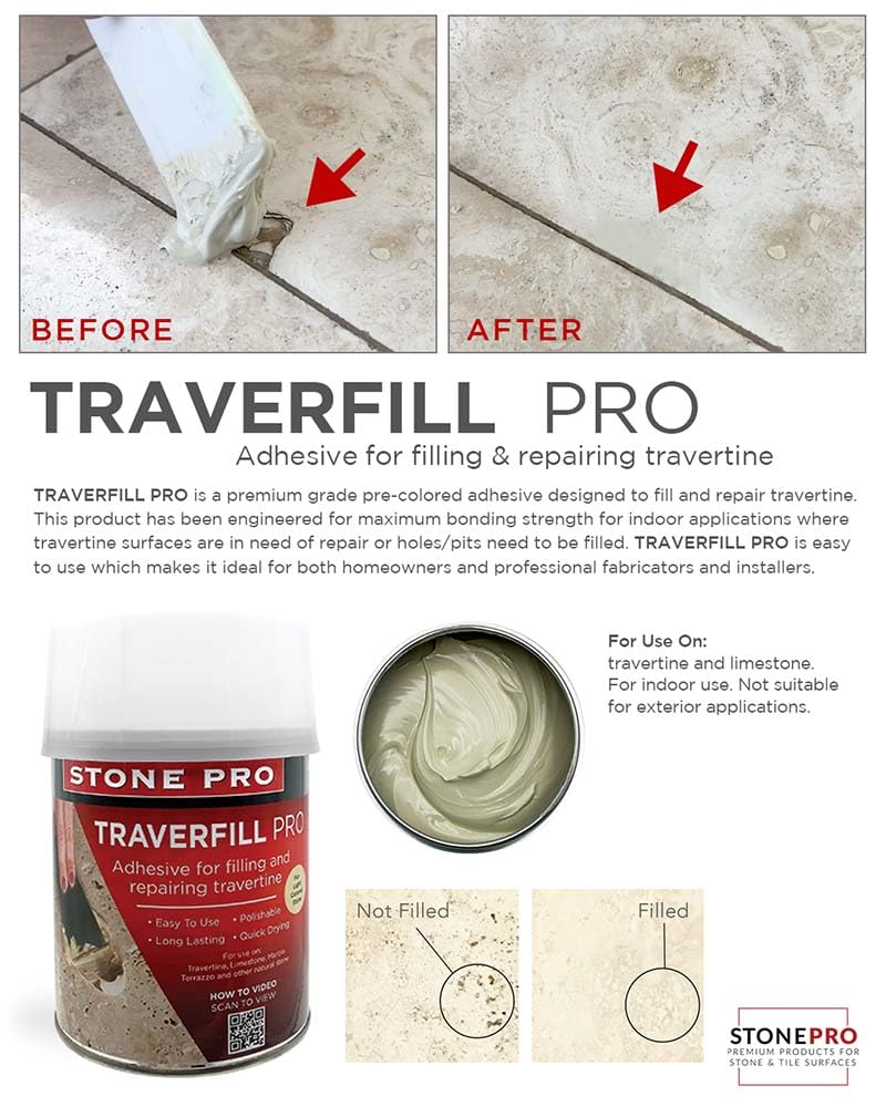 Pro, Traverfill Pro Adhesive - Fill & Repair Travertine & Limestone Tile