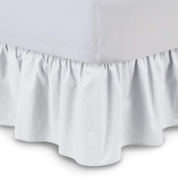 Bed Skirt - Ruffled Bed Skirt (California King, White) 12 Inch Drop Dust Ruffle with Platform, 100% Cotton 800 Thread