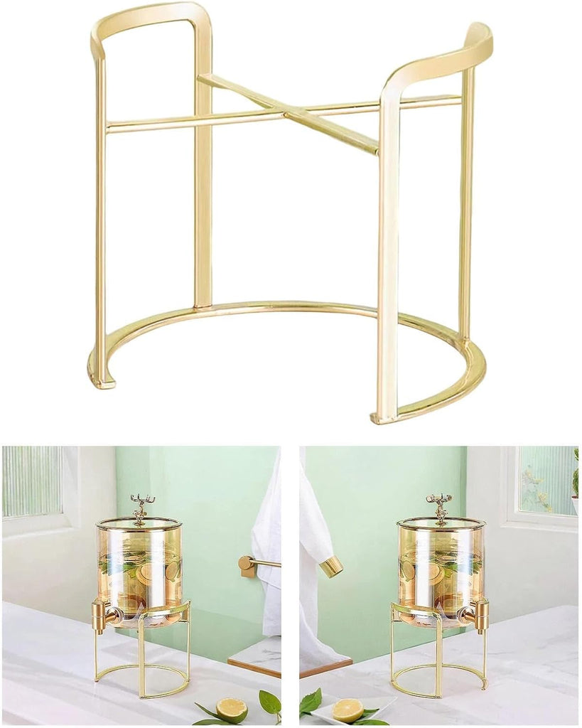 Beverage Dispenser Holder Pitcher Base 20cm Support Storage Rack Glass Jar Stand Cold Water Jug Stand Bar Party, Gold