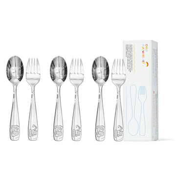 6 Pieces Toddler Utensils Set, 18/10 Stainless Steel, Dump Truck