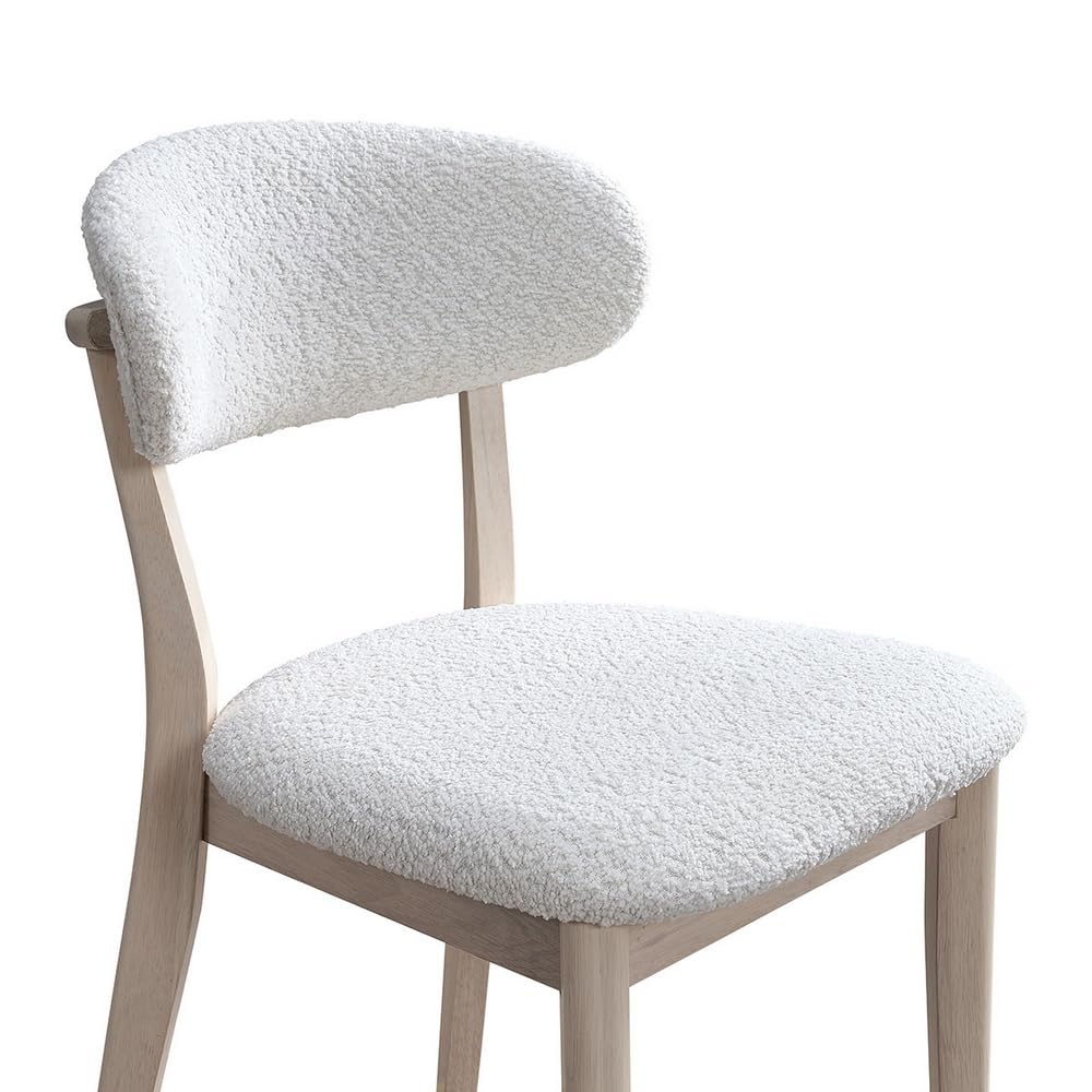 2Pcs Upholstered Wood Dining Chair, White Wash Color