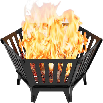 22.5 Inch Portable Hexagon Fire Pit with Travel Bag