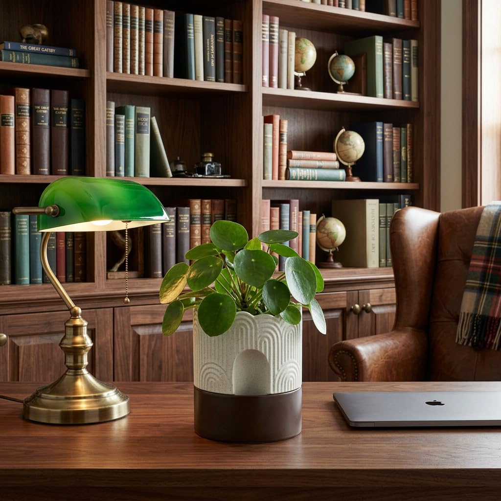 Self Watering Plant Pot Set: 6 Inch & 8 Inch Ceramic Planter with Drainage Hole & Water Storage Plus - Relief Design