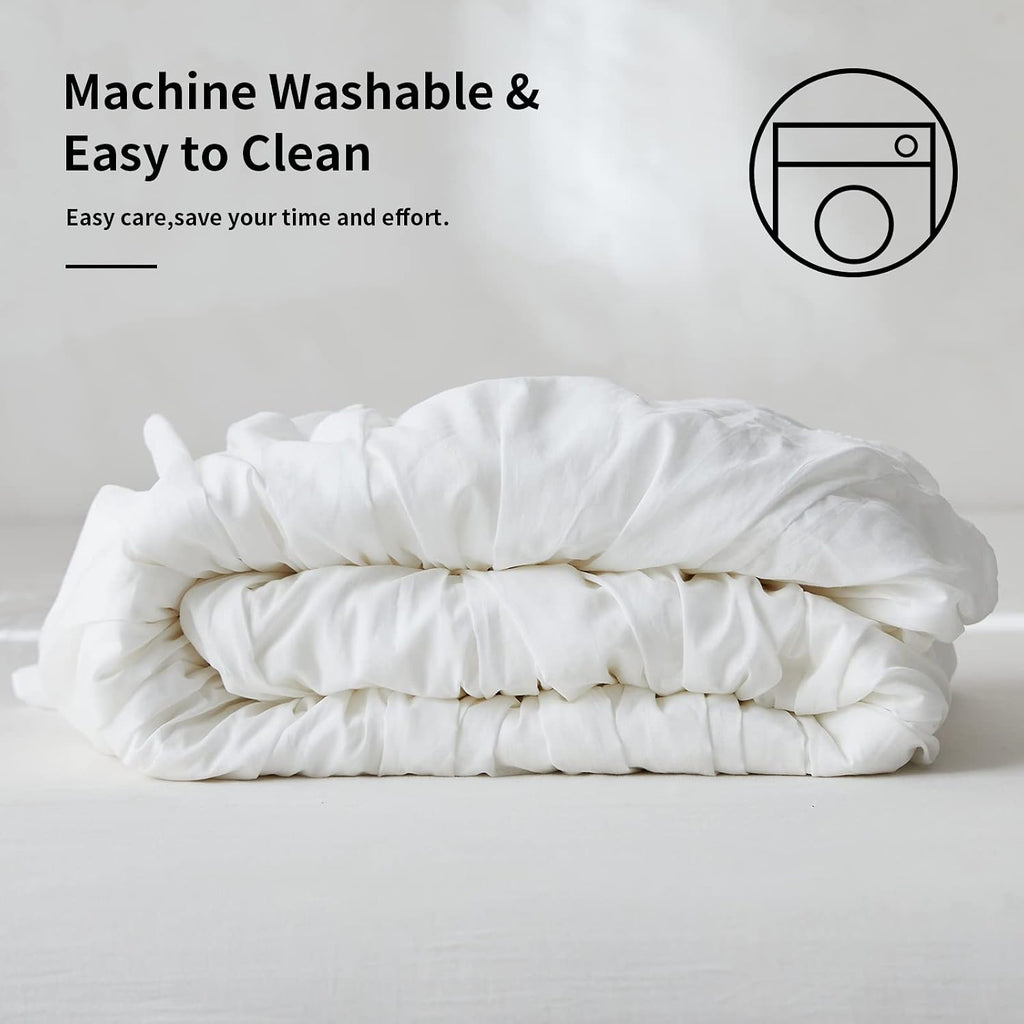 White Ruffled Bed Skirt 18-Inch Tailored Drop Cotton Voile Dust Ruffle Soft Cozy Elegant Luxurious Bedding (18"