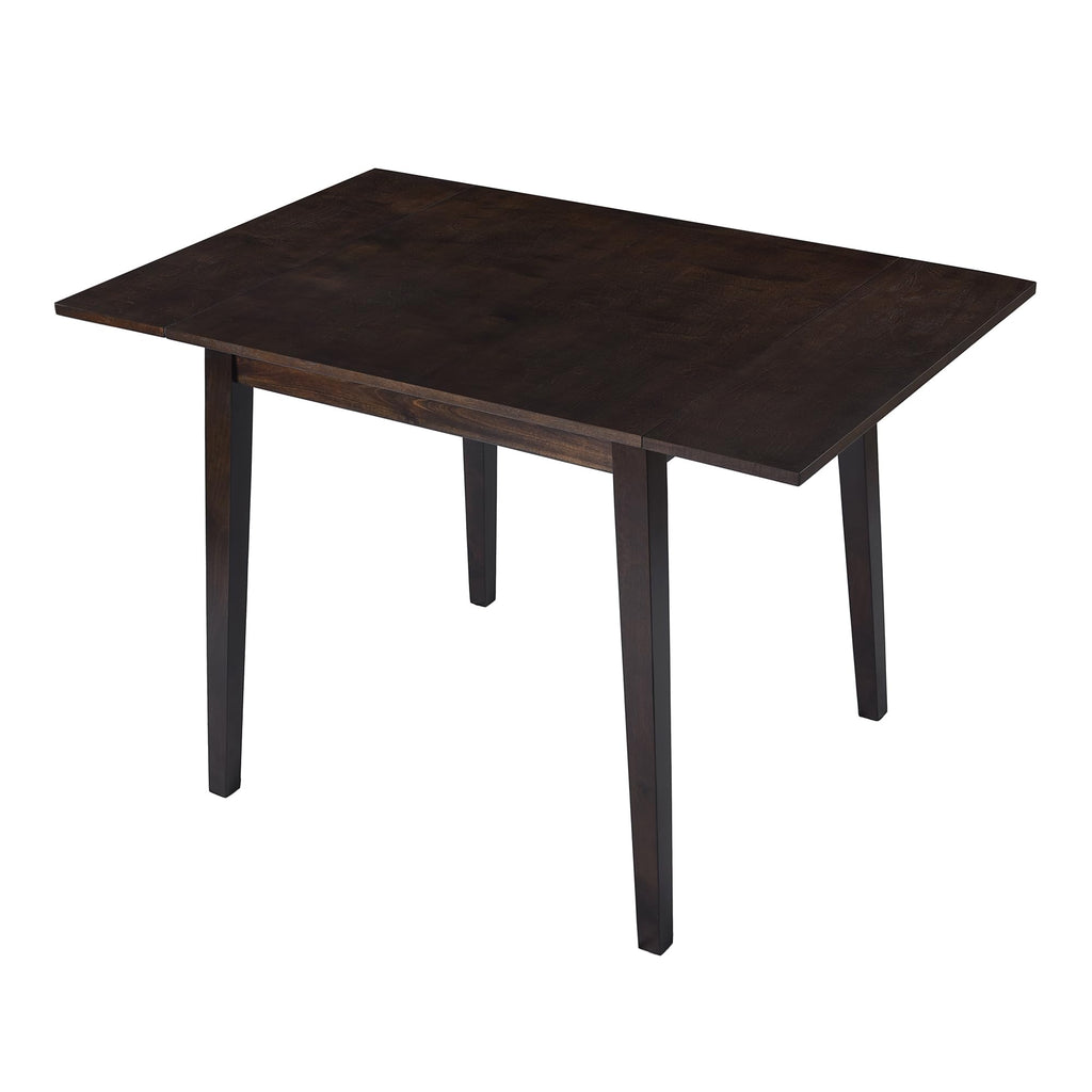 5-Piece Wood Drop Leaf Dining Table Set with 4 X-Back Chairs, Space-Saving Breakfast Nook Dining Set, Espresso + Grey